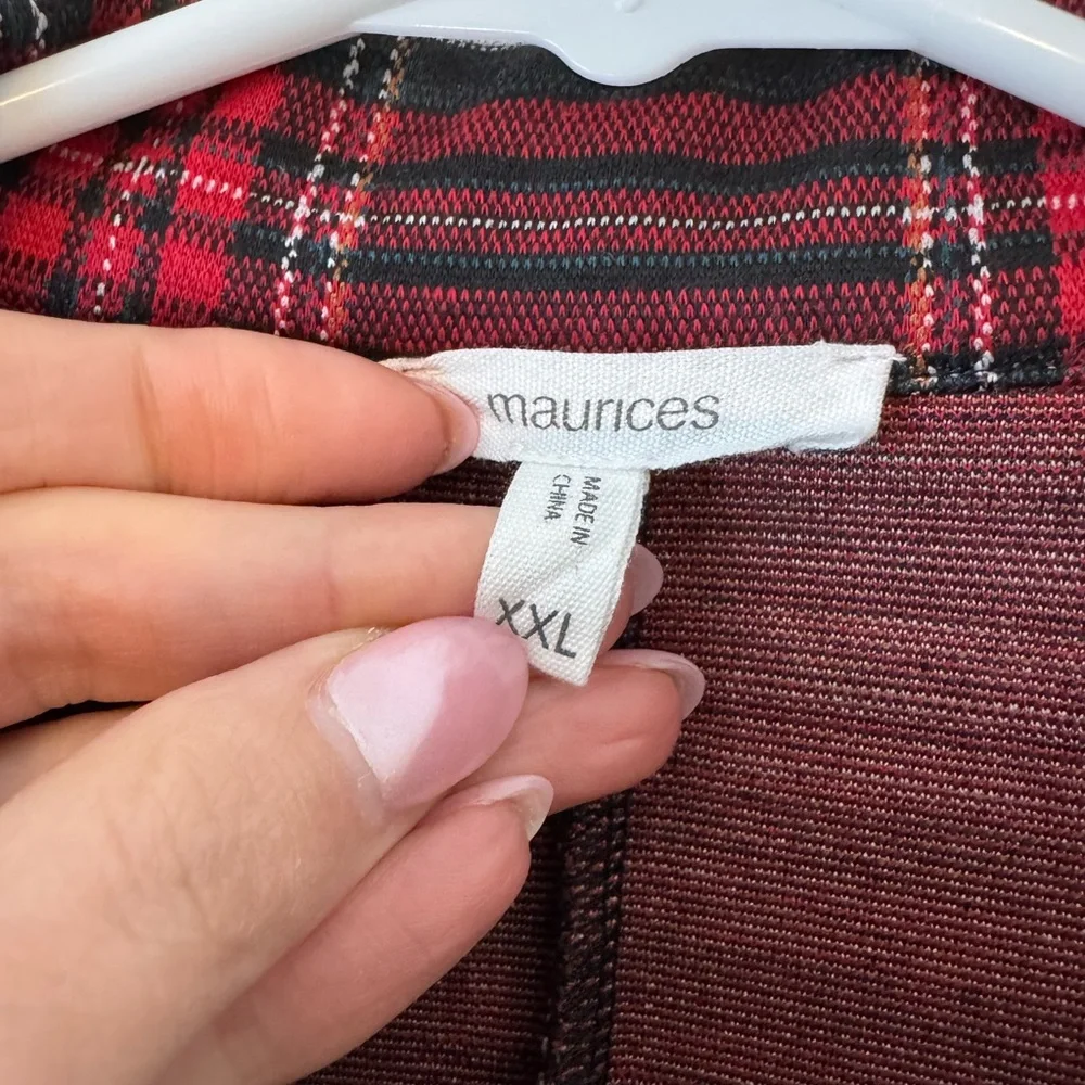 Maurices Red and Black Plaid Blazer - Picture 2 of 2